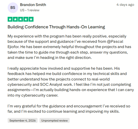 Review by Brandon Smith on Trustpilot · Coding Temple