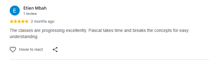 Review by Etien Mbah on Google review